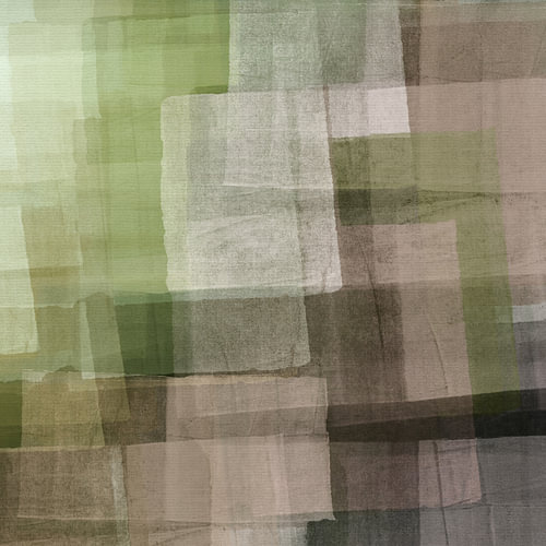 Abstract art in green, white, taupe. Set of 2. No. 2