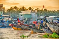 Drijvende markt Mekong van Richard van der Woude thumbnail