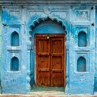Blauw geveltje in Orccha, India