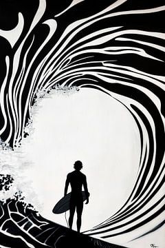 Surfer in the water by Poster Art Shop