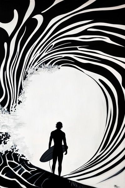 Surfer in the water by Poster Art Shop
