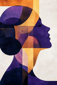 Abstract portret in zachte kleuren van Poster Art Shop