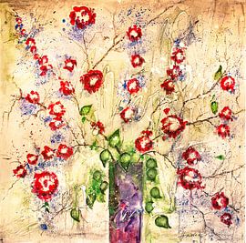 red bouquet of bush roses by Klaus Heidecker