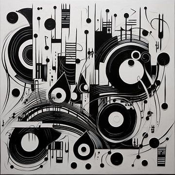 Cirkels en stippen modern zwart-wit van TheXclusive Art