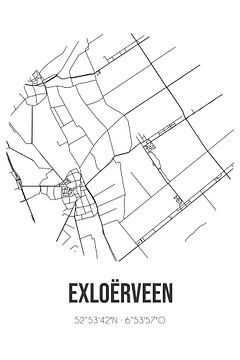 Exloërveen (Drenthe) | Landkaart | Zwart-wit van MijnStadsPoster
