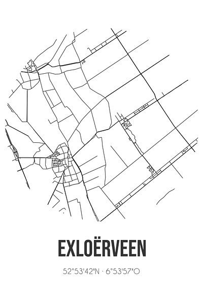 Exloërveen (Drenthe) | Map | Black and white by Prints of Place