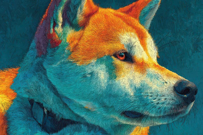modern japanese art Akita Inu dog by Egon Zitter
