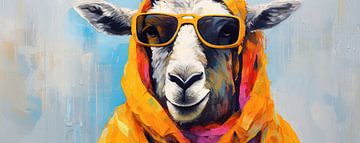 Hip Sheep Portrait | Modern Animal Portrait by Wonderful Art