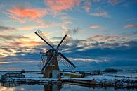 Windmühle in einer Winterlandschaft von eric van der eijk Miniaturansicht