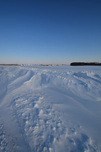 Schneeverwehungen bei Neukamp, Putbus, Insel Rügen