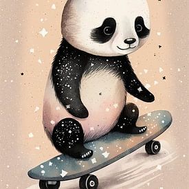 Panda auf einem Skateboard Kinderzimmer von Your unique art