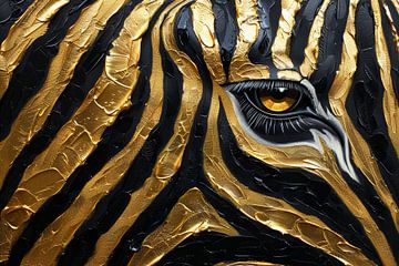 Golden Gloss - Abstract zebra eye by Eva Lee