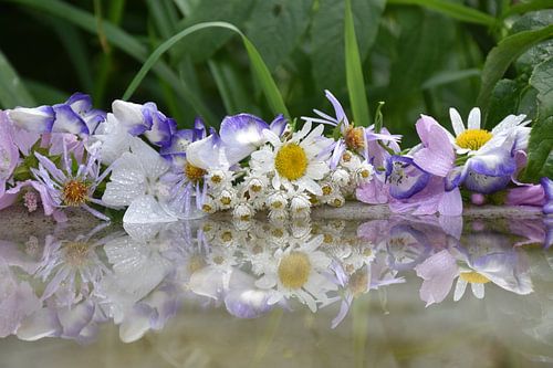 Een boeket bloemen in de tuin