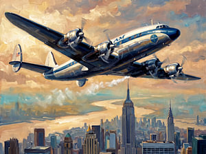 Pan Am Constellation über Manhattan