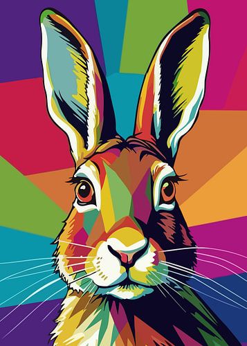 Europese Haas Konijn Pop Art Stijl