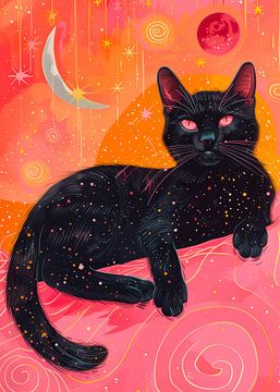 Zwarte kat in de ruimte 4 #kat van JBJart Justyna Jaszke