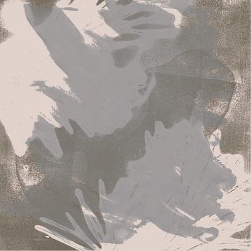 Botanical organic shapes in grey , sage and taupe by Abstract Minimalist Art