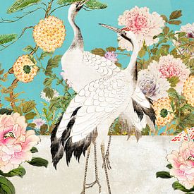 Cranes in Japanese Spring sur Marja van den Hurk