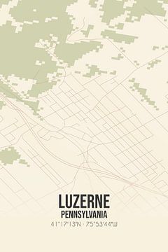 Carte ancienne de Luzerne (Pennsylvanie), USA. sur Rezona