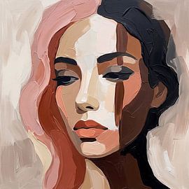 Portrait of a woman in earth tones and pastels 01 by Patrick Ouwerkerk