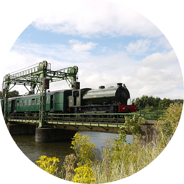 Stoomtrein op vakwerkburg I Stoomtrein Maldegem - Eeklo I Retro look - industrieel I Art kleuren pri