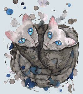 Zwei graue Katzenschwestern von Bianca Wisseloo
