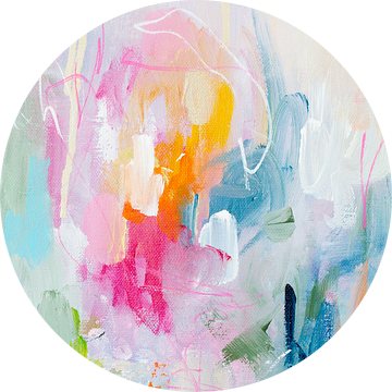 Feathery - part 3 - abstract schilderij met pastelkleuren van Qeimoy
