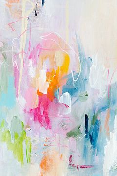 Feathery - part 3 - abstract schilderij met pastelkleuren van Qeimoy