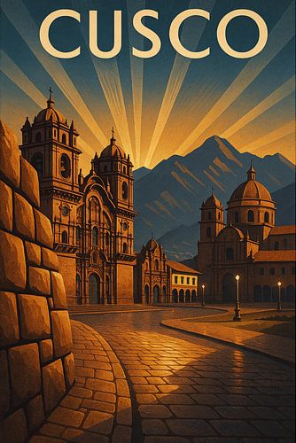 Vintage Cusco Poster - Inca Muren en Koloniaal Licht