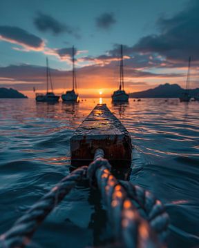 Magie bij zonsondergang aan zee van fernlichtsicht