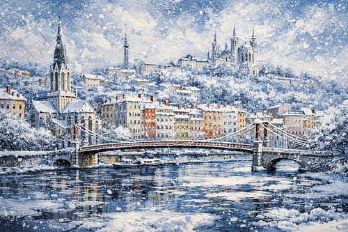 Lyon in Frankrijk, een impressionistisch schilderij.