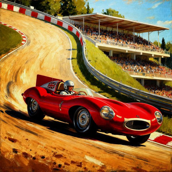 Klassischer Jaguar Typ D in Le Mans 1956 von Jan Keteleer