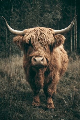 Portrait d'un haut-landais écossais dans une forêt mystique
