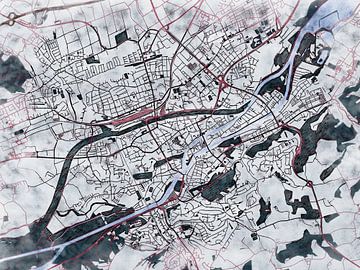 Kaart van Landshut in de stijl 'White Winter' van Maporia