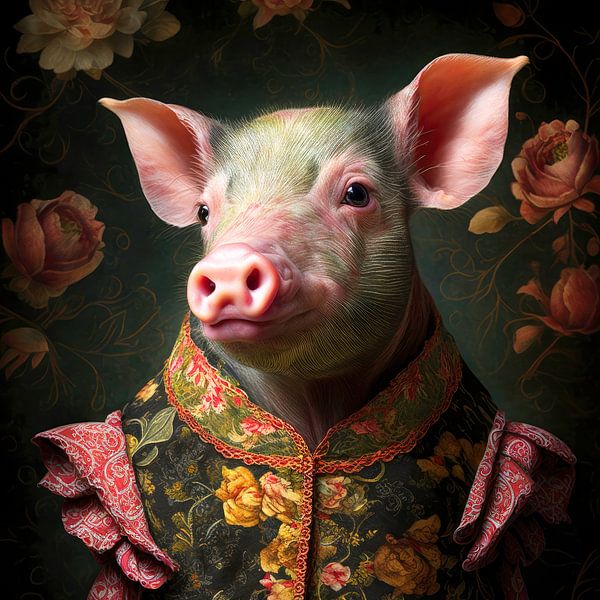 Piggy in Classic Outfit by Vlindertuin-Art