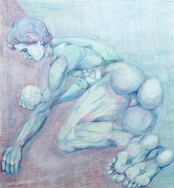 Drawing of a person with a ball. by Therese Brals