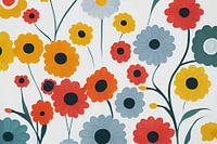 Buntes florales Muster im Stil von Marimekko XII