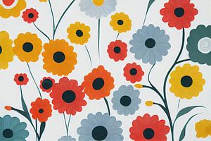Buntes florales Muster im Stil von Marimekko XII