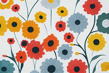 Buntes florales Muster im Stil von Marimekko XII von Whale & Sons