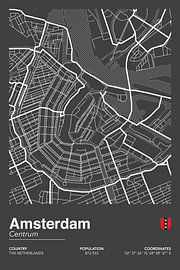 City map of Amsterdam by Walljar