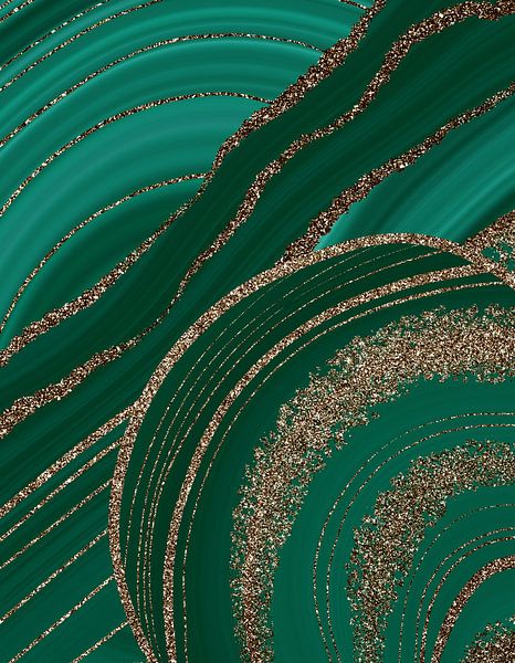 Reparatie mogelijk verbinding verbroken diameter Groen marmer met goud van Floral Abstractions op canvas, behang en meer