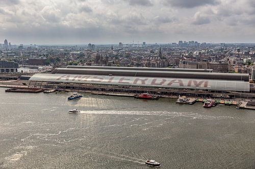 Skyline Amsterdam met Centraal Station