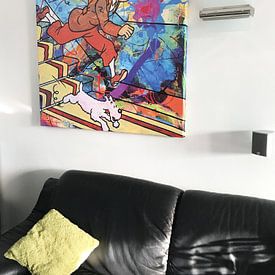 Customer photo: Tintin and Bobbie from the stairs by Frans Mandigers, on canvas