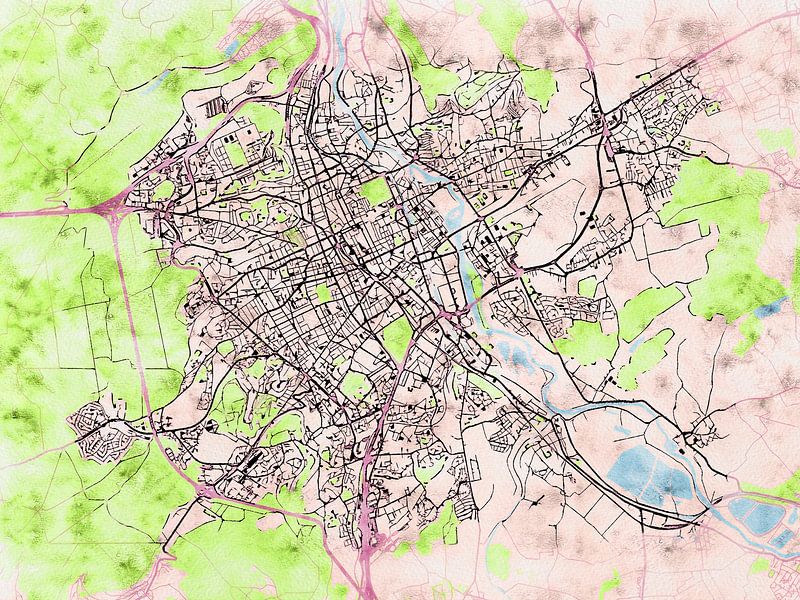 Carte de Nancy avec le style 'Soothing Spring' par Maporia