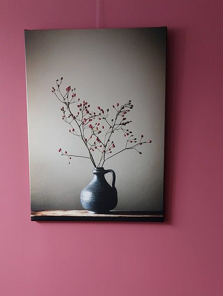 Blue vase with berries