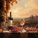 Still life of wine with vineyard in background by Black Coffee thumbnail
