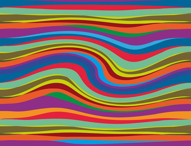 Abstracte kleurrijke grote golf gemaakt op de computer van Jolanta Mayerberg