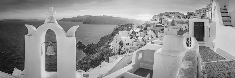 Santorini Greece with sea view in black and white . by Manfred Voss, Black-White Photography