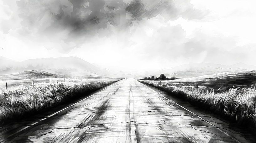 Road under a cloudy sky by Frank Heinz