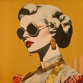 Retrolook elegante Frau mit Sonnenbrille, Serie: Buntes Retro -6 von Studio Pieternel